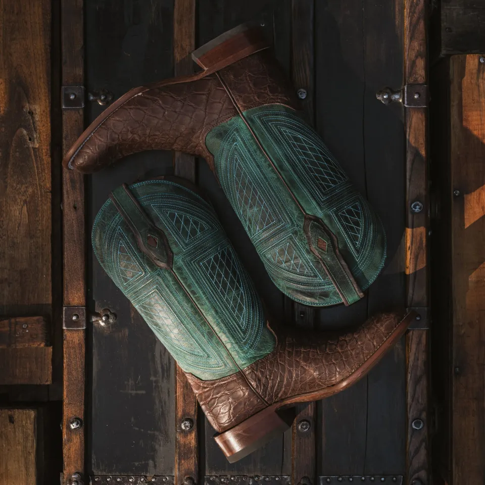 Stetson Big Horn Tobacco Alligator Cowboy Boot Brown Clearance