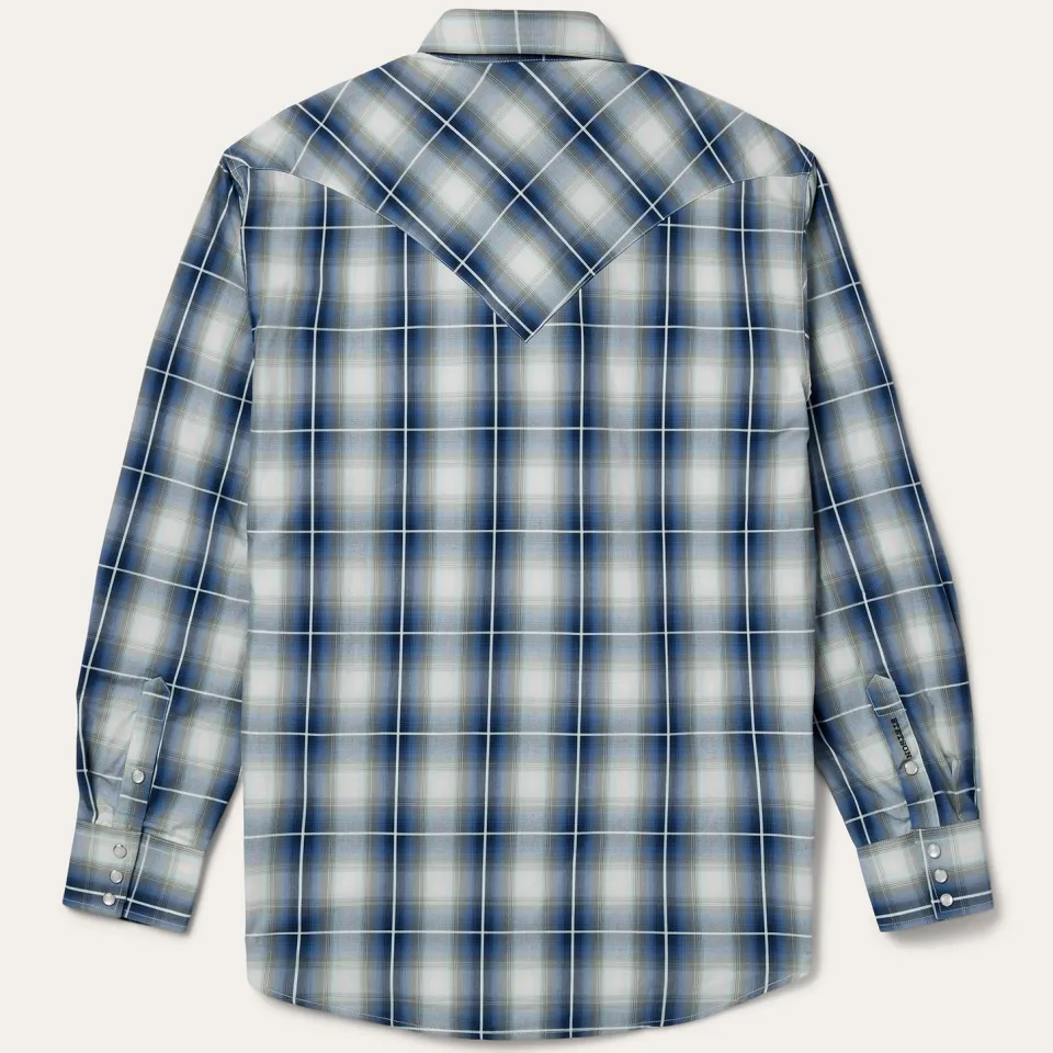 Stetson Crystal Plaid Western Shirt Blue Sale