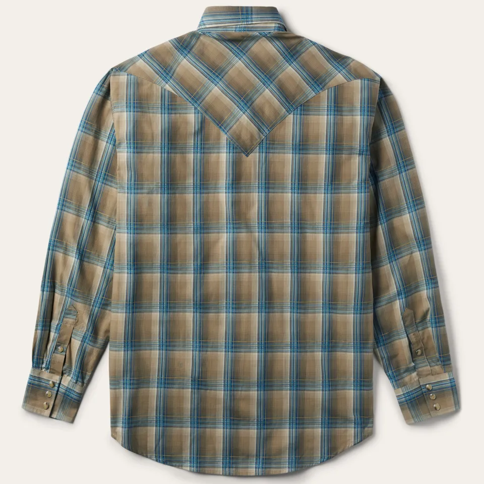 Stetson Khaki Ombre Plaid Shirt Brown Discount