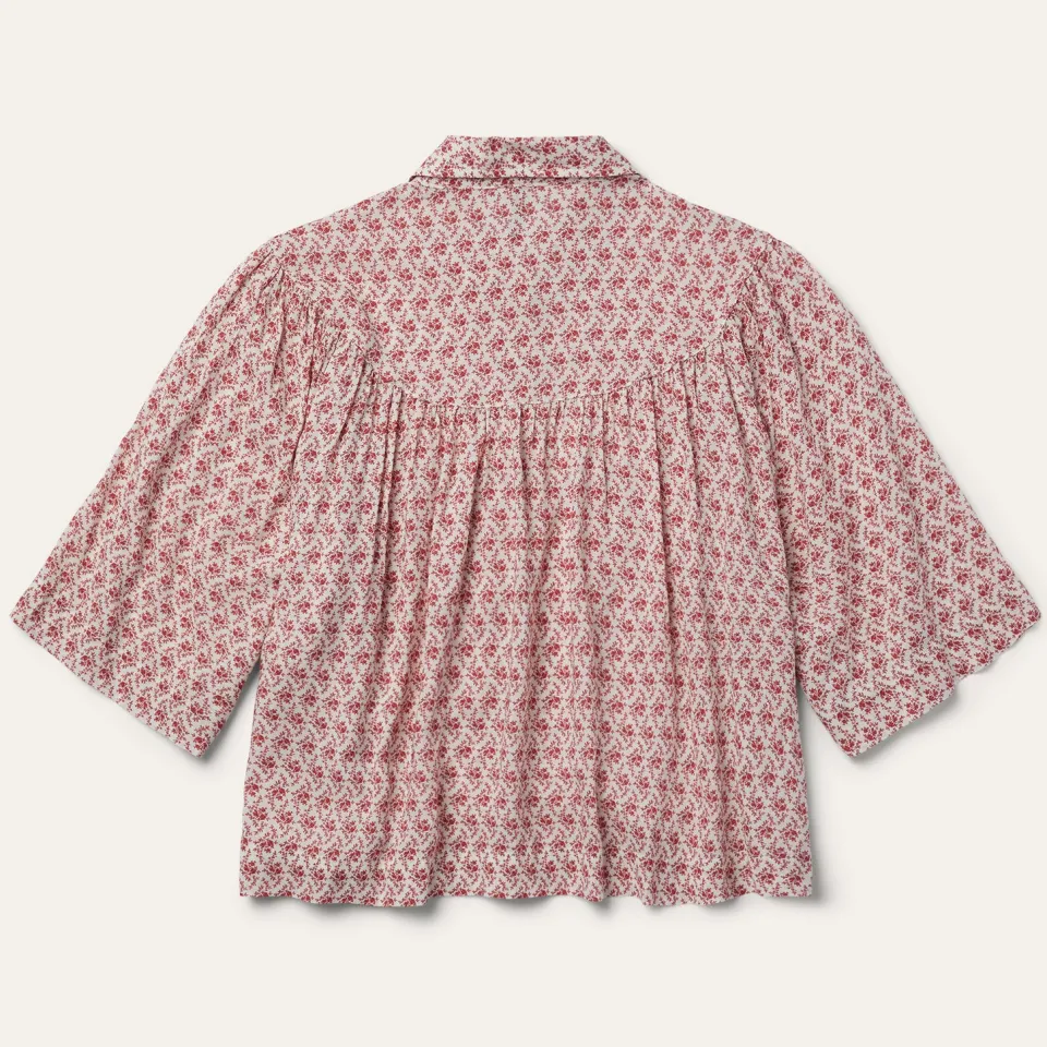 Stetson Short-Sleeved Cottage Floral Blouse Red Clearance