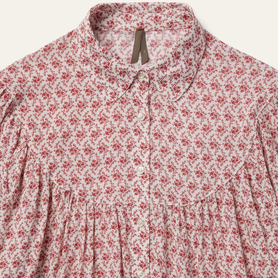 Stetson Short-Sleeved Cottage Floral Blouse Red Clearance