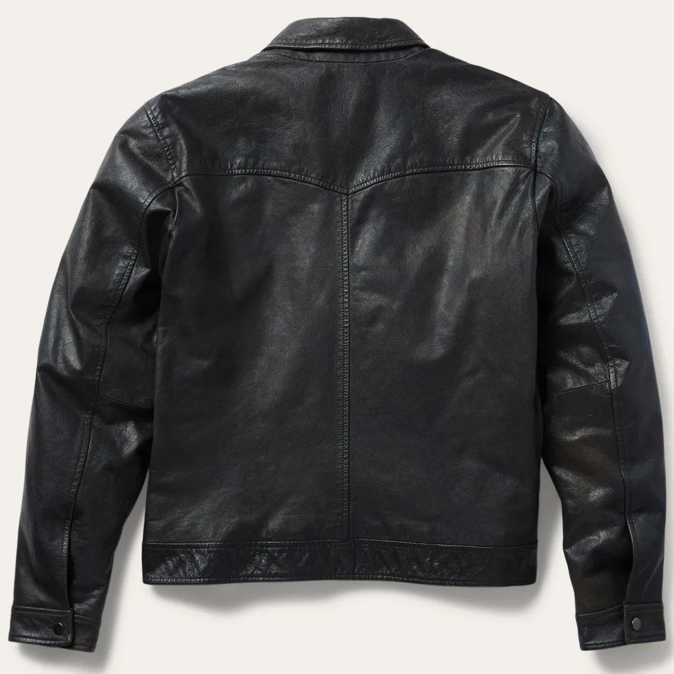Stetson Snap Front Leather Jacket Brown New