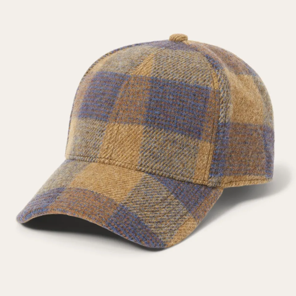 Stetson Wool Check Baseball Cap Cognac/Sand/Blue Best